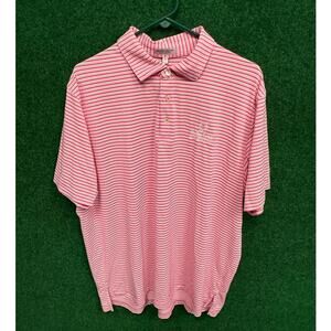 Y2K Peter Millar Pink Striped Polo Shirt Golf Preppy Size XL Super Soft Unisex